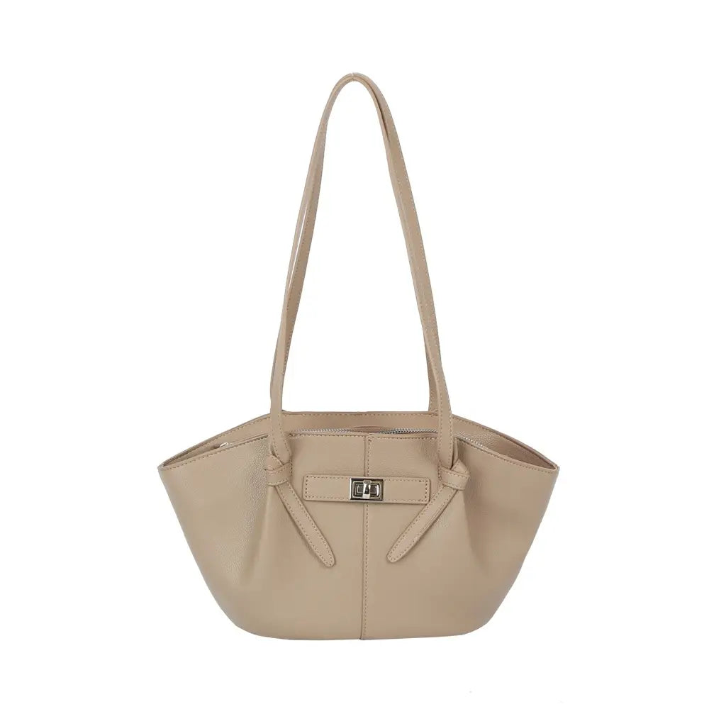 Twist Lock Winged Shoulder Tote Bag