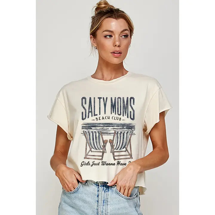 Salty Mom Crop Vintage Graphic Tee