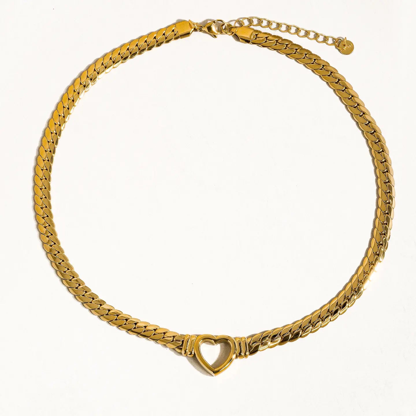 14K Non-Tarnish Heart Snake Chain Necklace