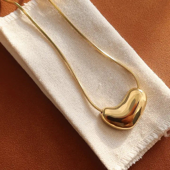 18K Gold Non-Tarnish Puffy Heart Necklace