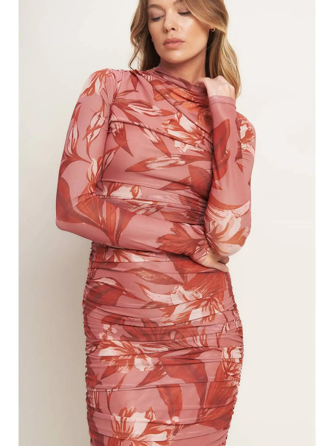 Lana Printed Mesh Midi Dress