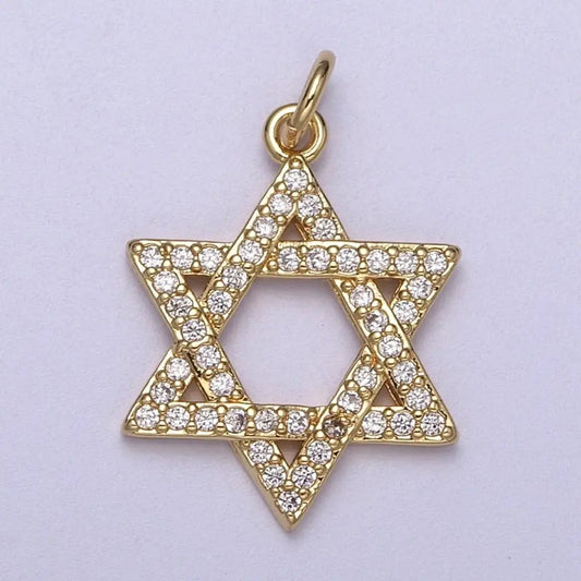Cubic Gold Star of David Charms