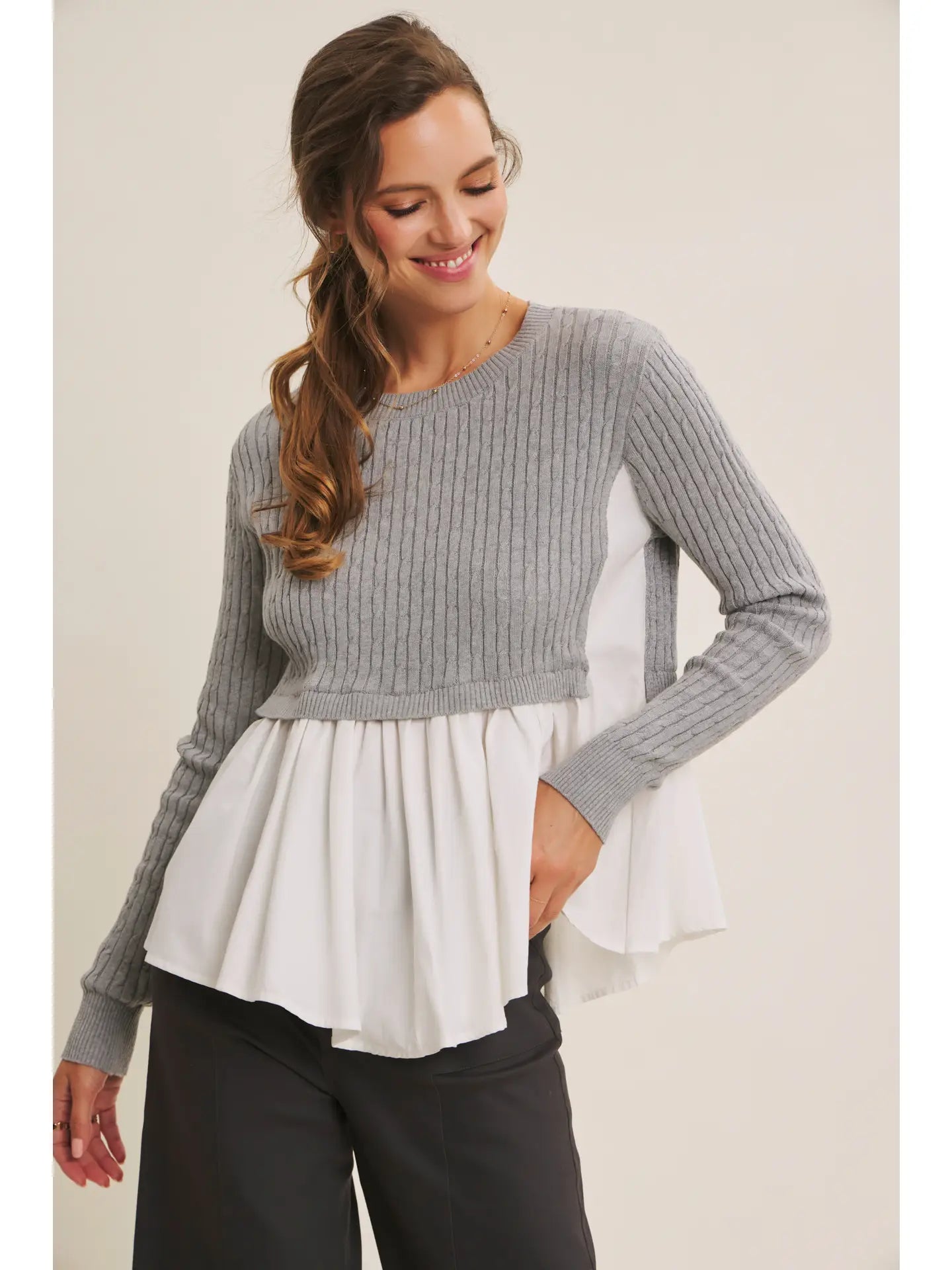Sadie Cable Knit Peplum Top