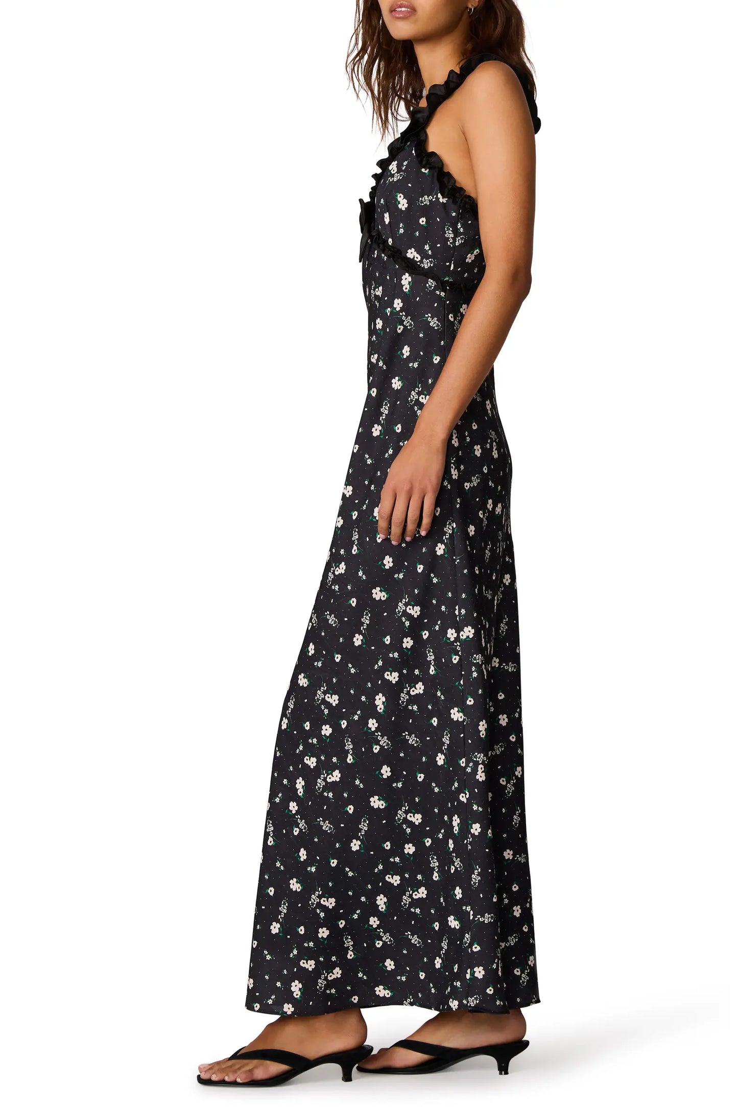 Lavern Floral Ruffle Trim Maxi Dress
