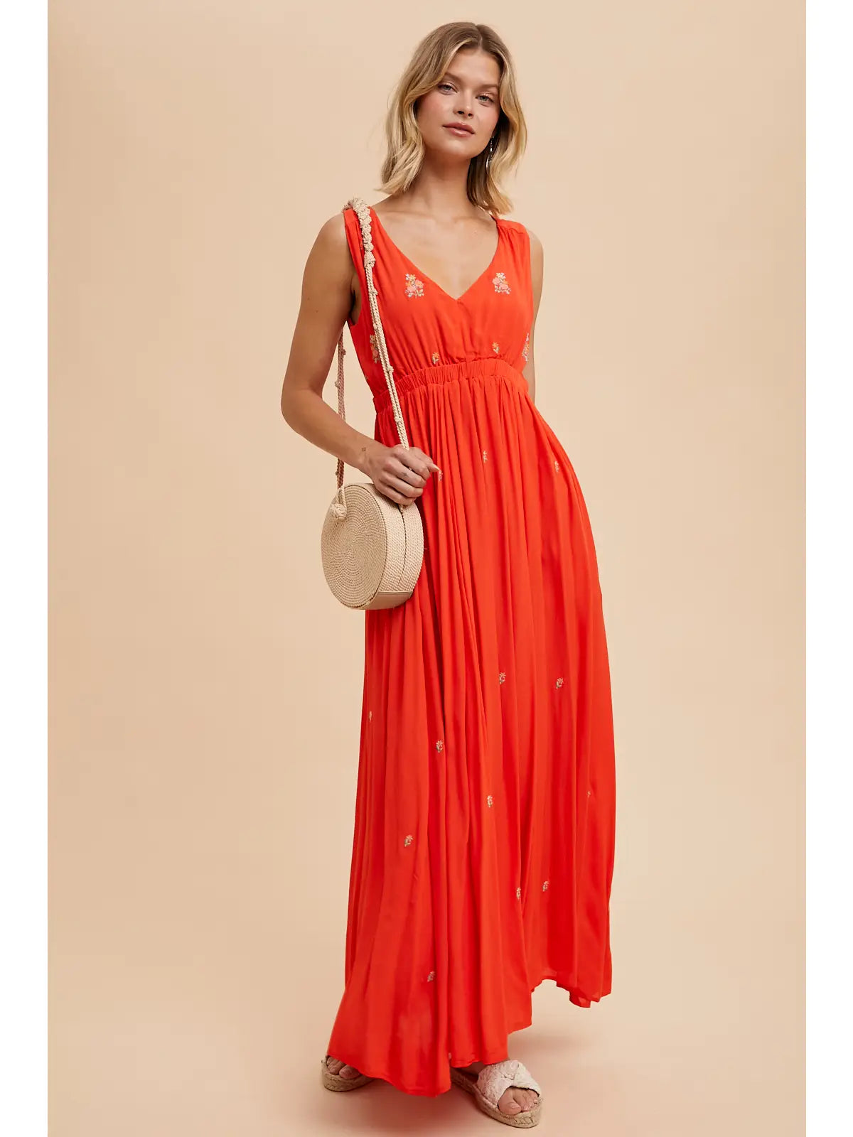 Cassie All Over Embroidered Sleeveless Maxi Dress