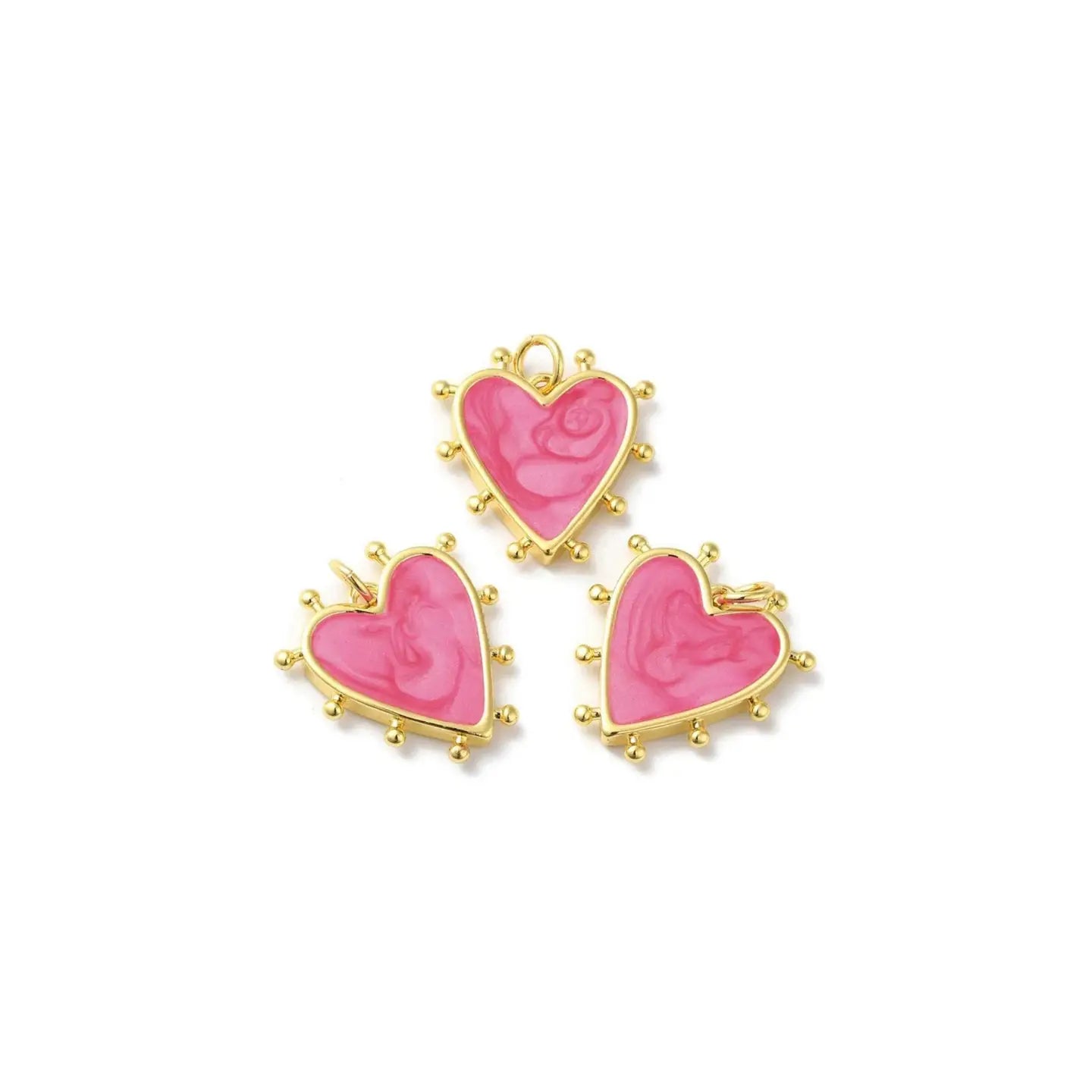 14k Pink Marbled Heart Charm