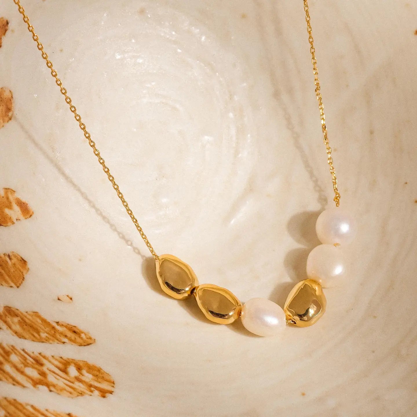 18K Gold Freshwater Pearl Beaded Necklace