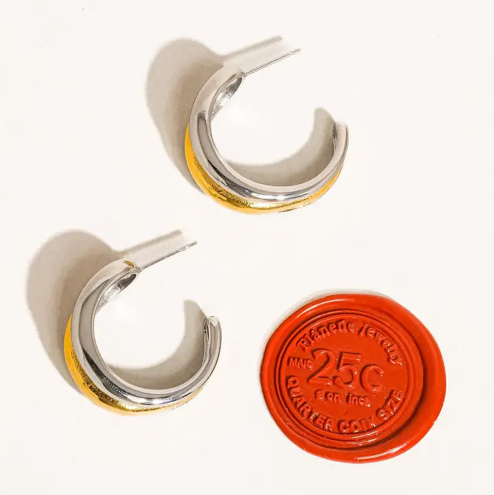 18K Non-Tarnish Multi C Hoop Earring