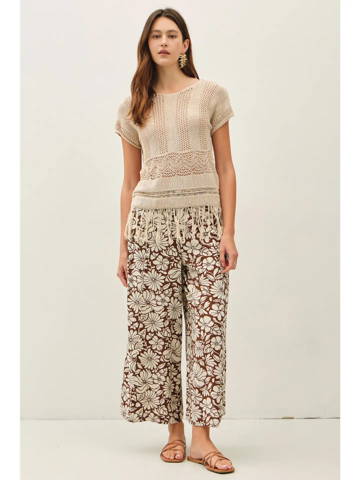 Steph Fringed Crochet Sweater Top