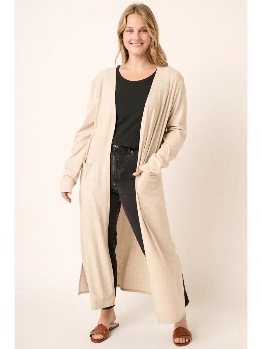 Tilda Ribbed Duster Cardigan-plus