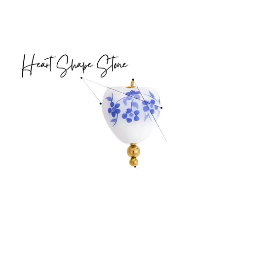 Blue Floral Heart Ceramic Charm