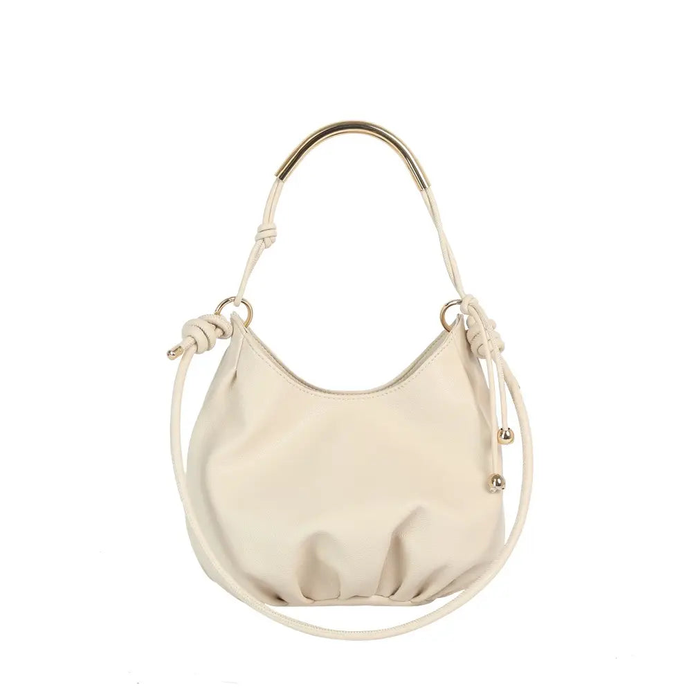 Slouchy Bucket Bag with Curved Bar Handle