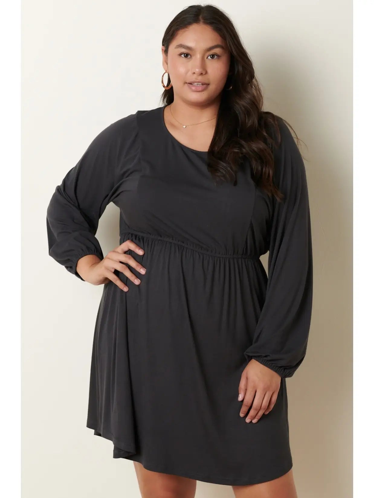 Daphne Knit Dolman Sleeve Swing Dress- Plus