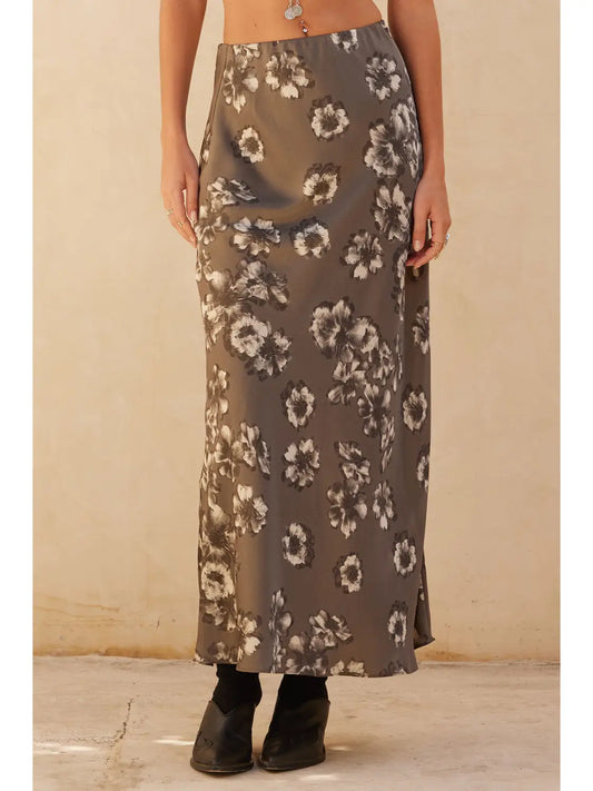 Wendy Floral Satin Skirt