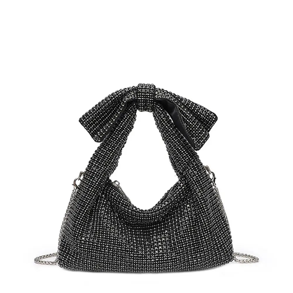 Rhinestone Bow Handle Evening Bag