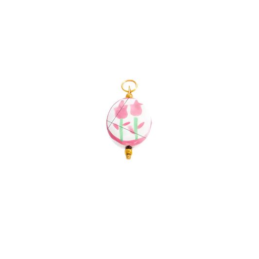 Pink Tulip Ceramic Charm