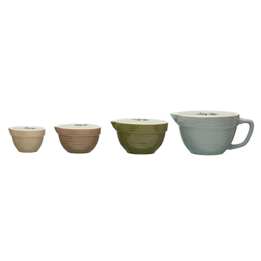 Stoneware Batter Bowl Measuring Cups Set of 4