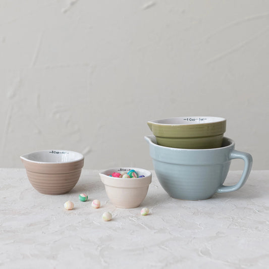 Stoneware Batter Bowl Measuring Cups Set of 4