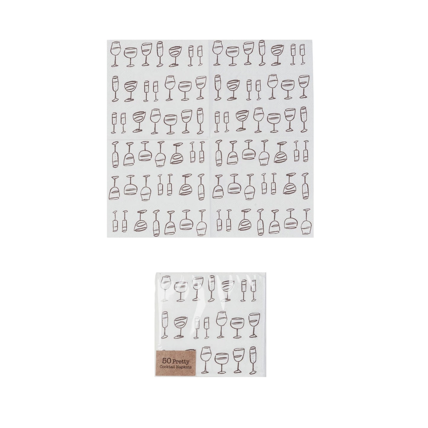 Paper Cocktail Napkins w/ Wine Art