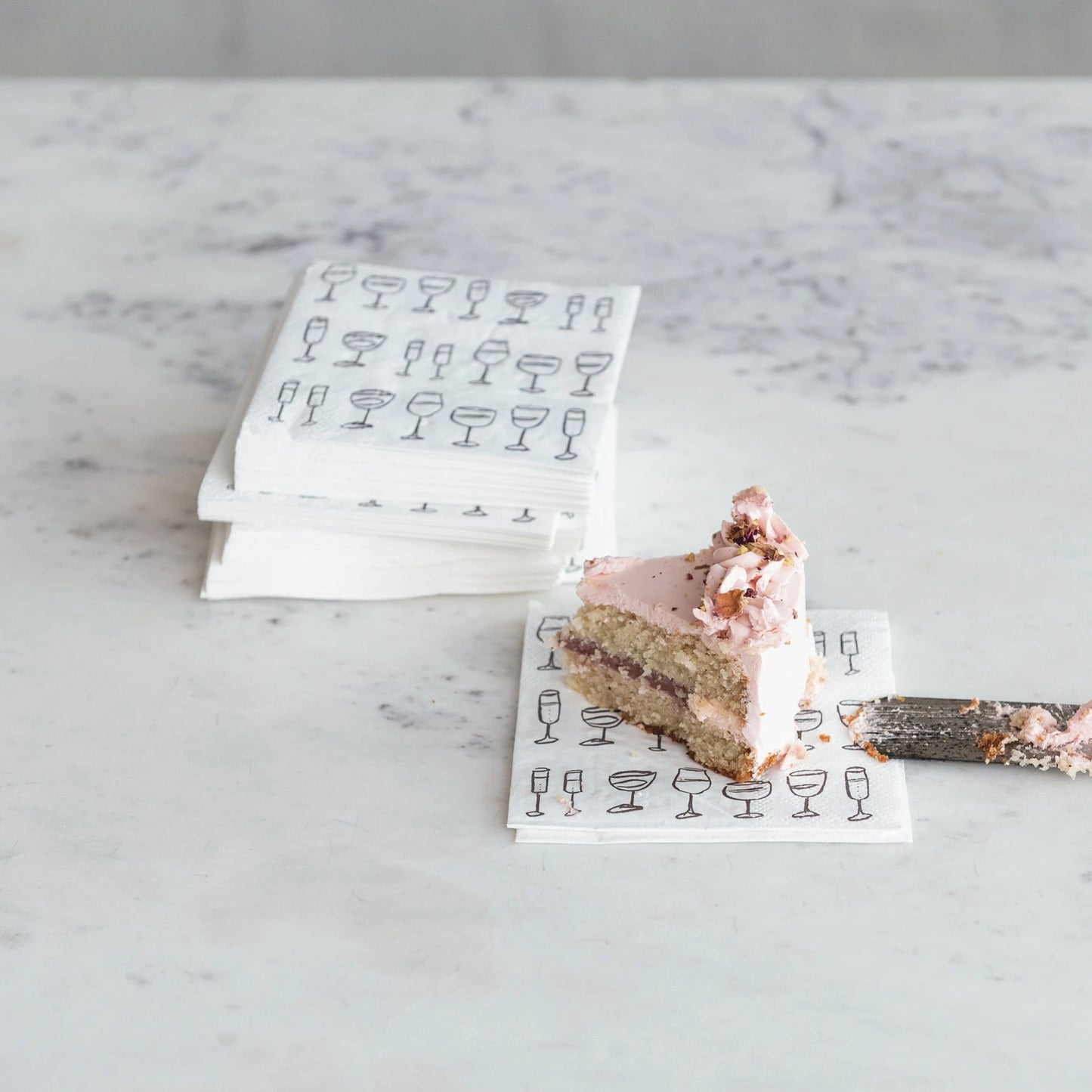Paper Cocktail Napkins w/ Wine Art