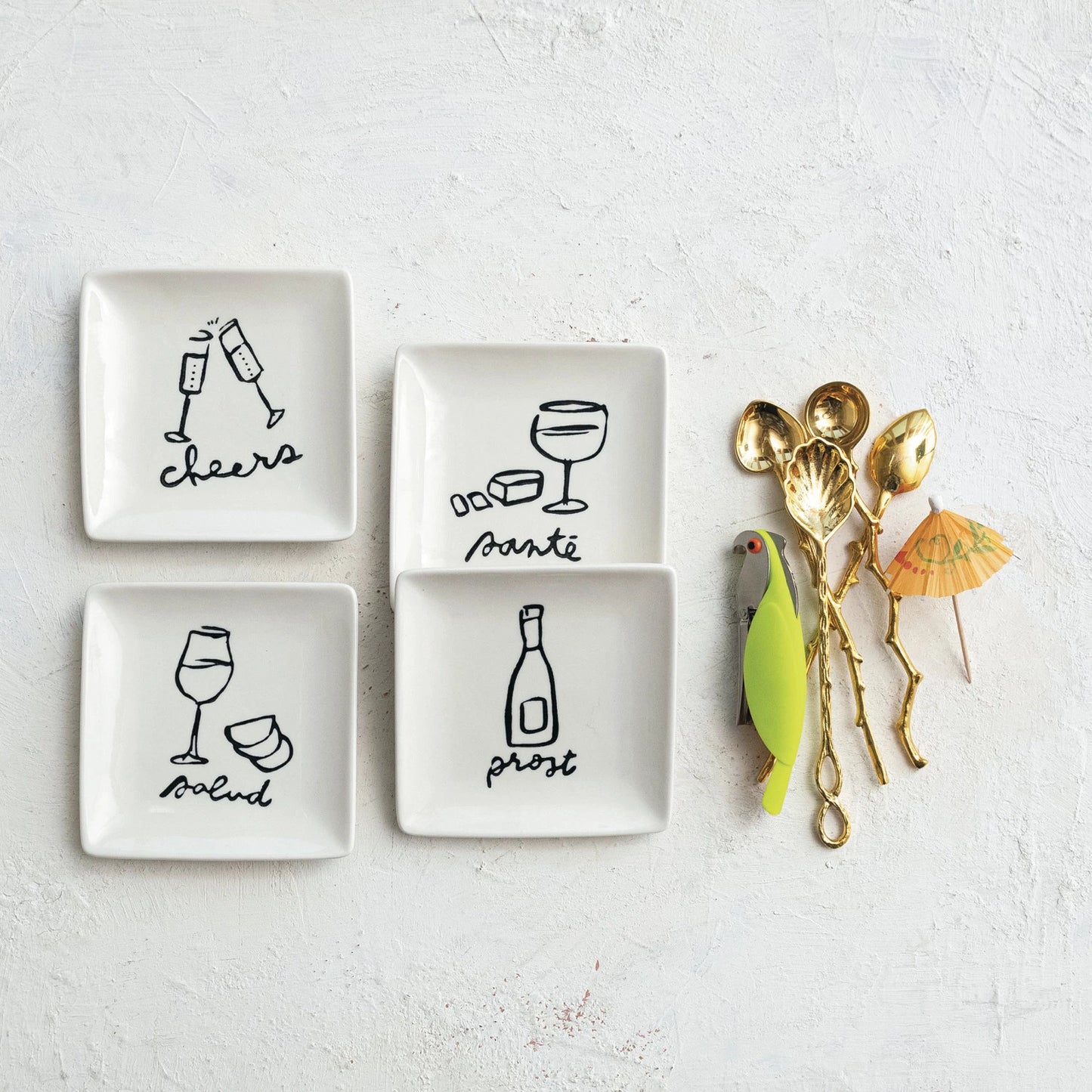 Stoneware Dish w/ Wine Art & Word