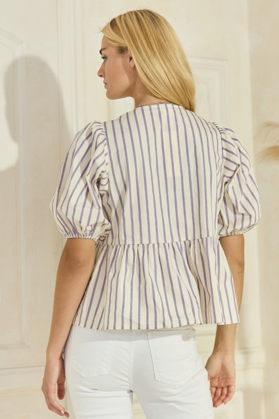 Lucy Striped Tie Front Blouse - Plus