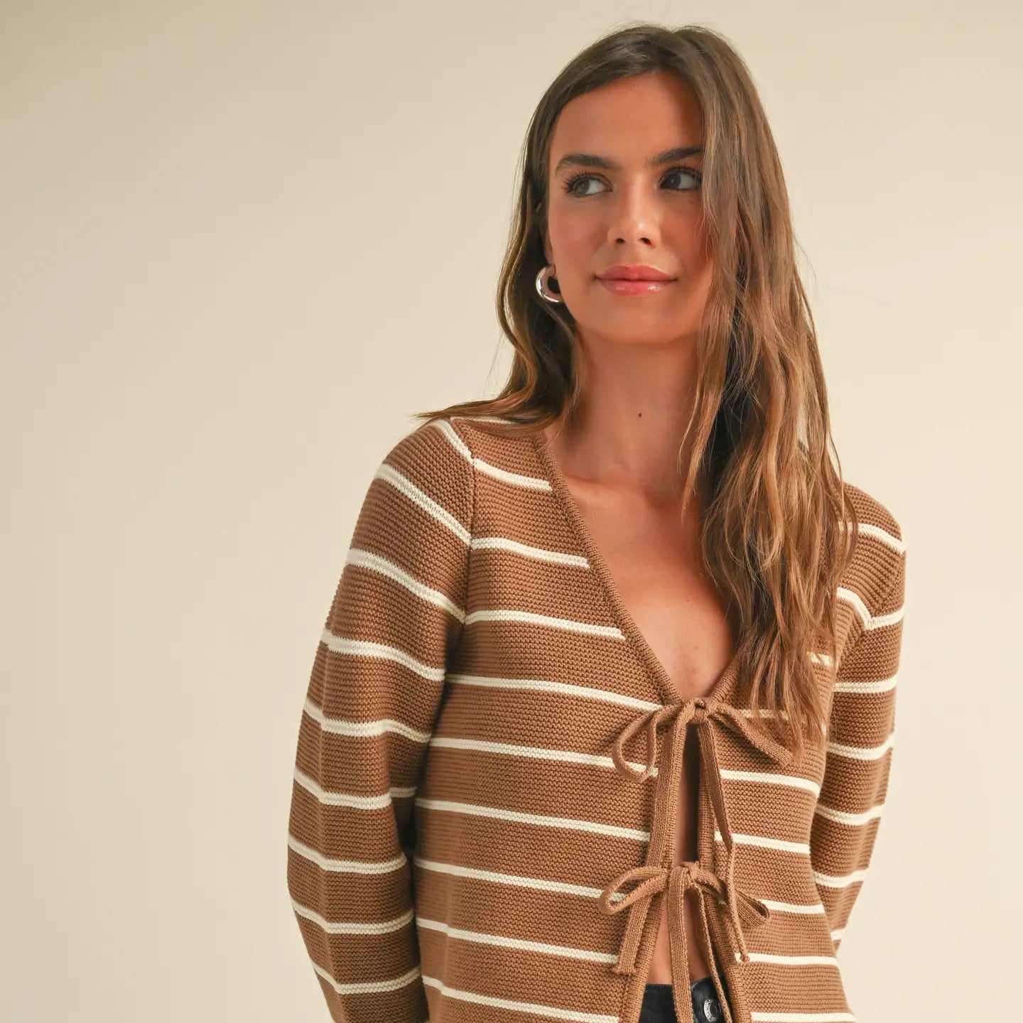 Londyn Striped Tie Front Cardigan