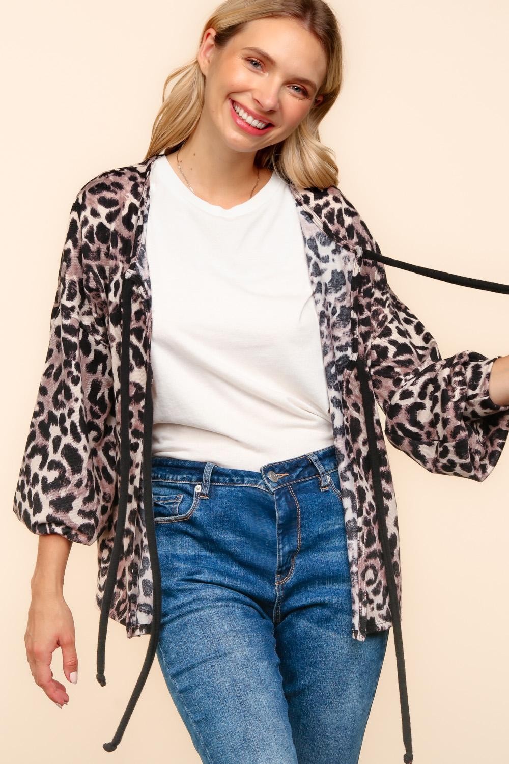 Adeline Leopard Hacci Cardigan - Plus