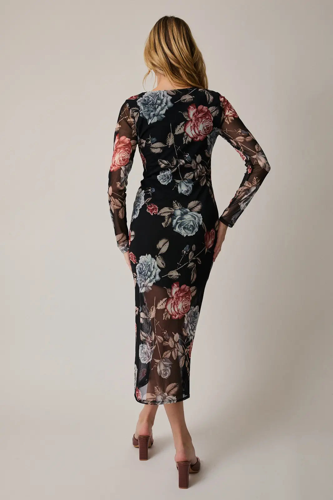 Natalia Floral Body Con Maxi Dress