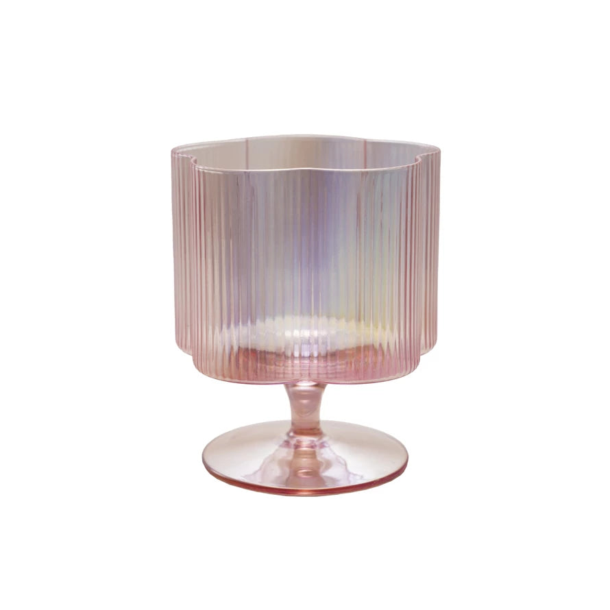 Pleated Flower Shaped Stemmed Wine Glass