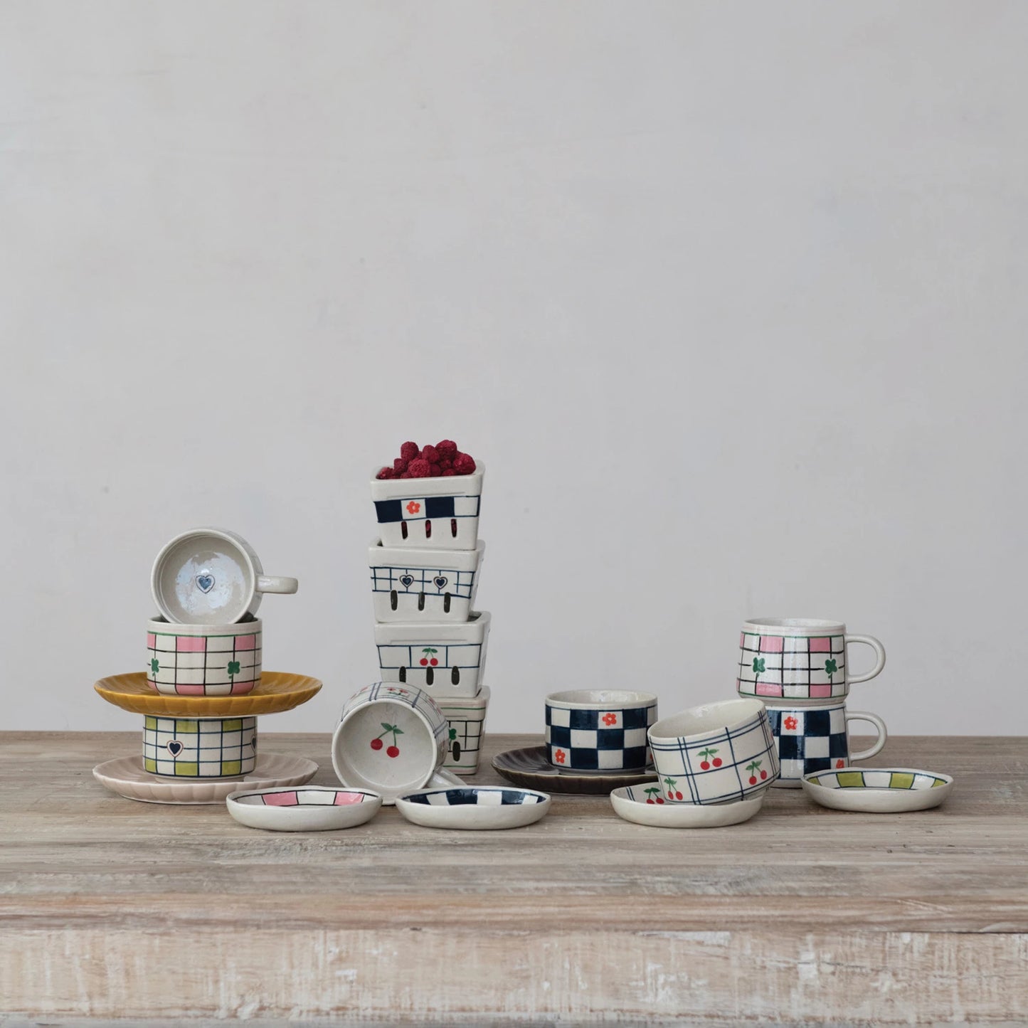 Hand-Painted Stoneware Dish w/ Pattern