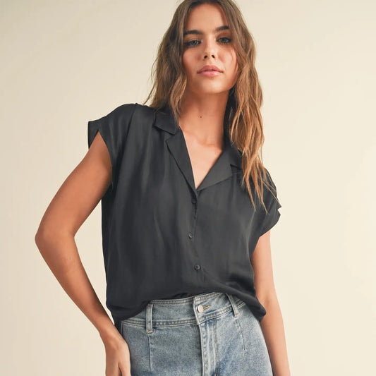 Nicole Button Down Cap Sleeve Top