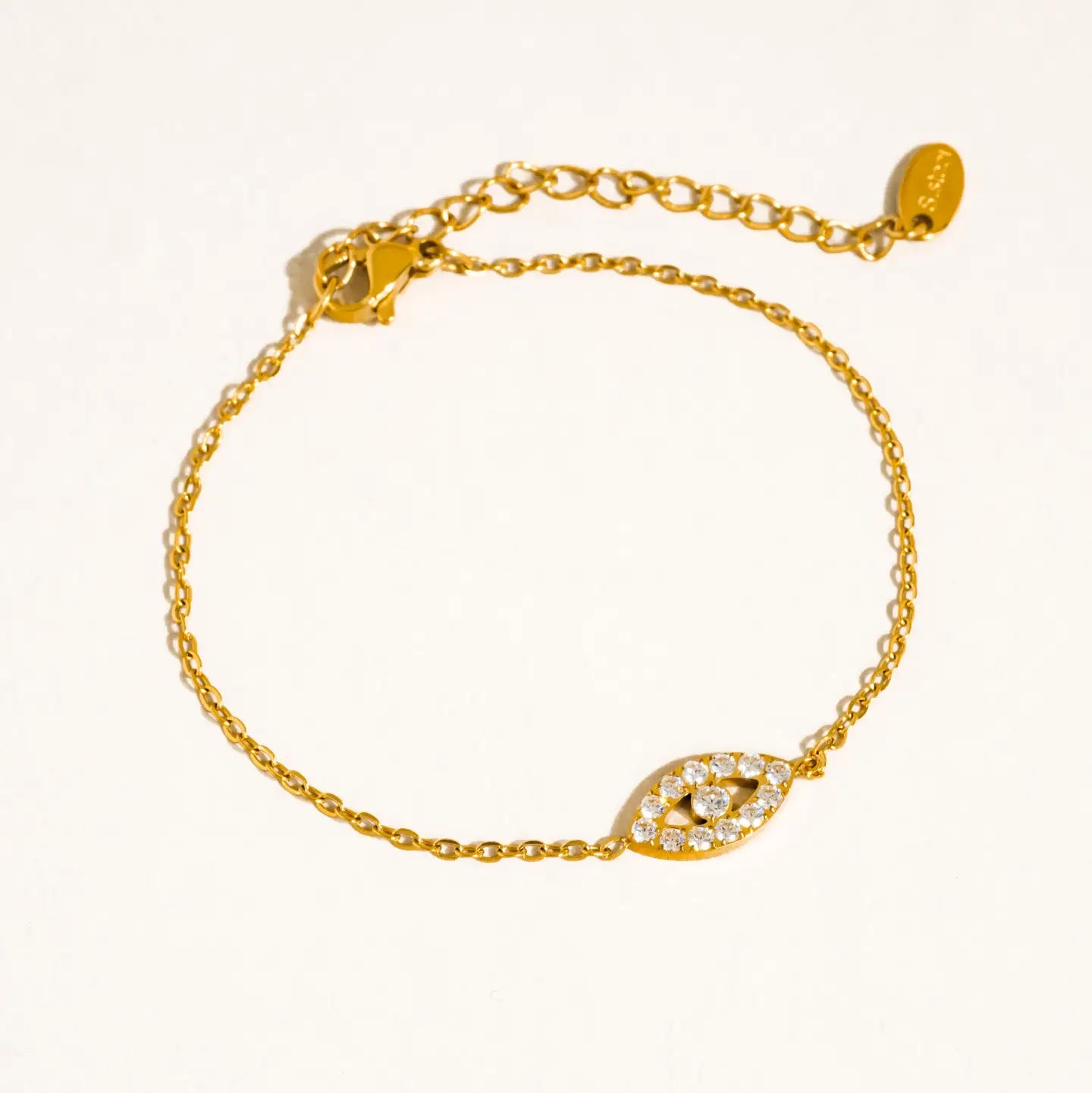 18K Gold Non-Tarnish Cz Evil Eye Bracelet