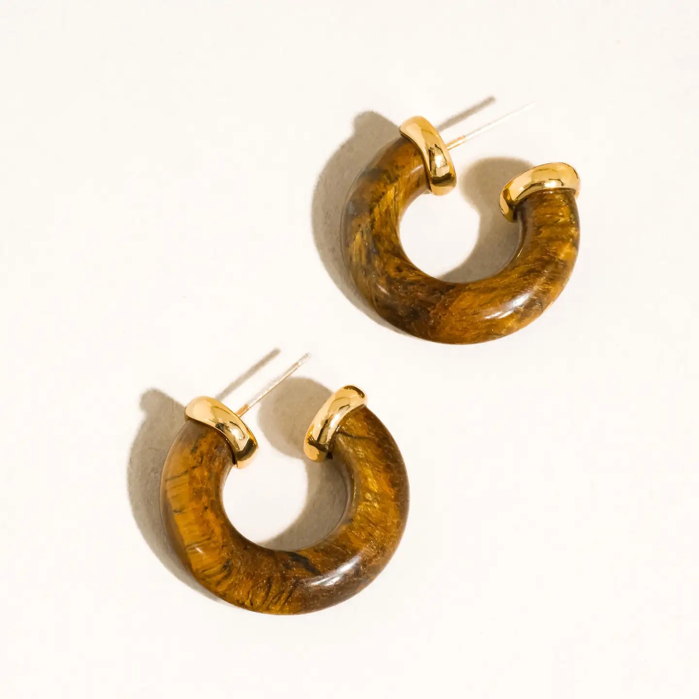 18K Gold Western Natural Stone Hoop Earring