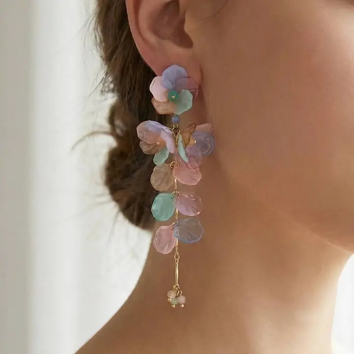 Cluster Floral Chain Dangle Earrings