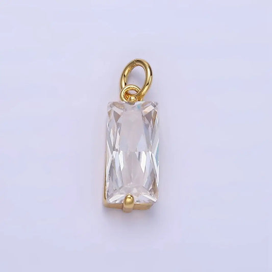 14K Gold Filled Clear Baguette Diamond Charm