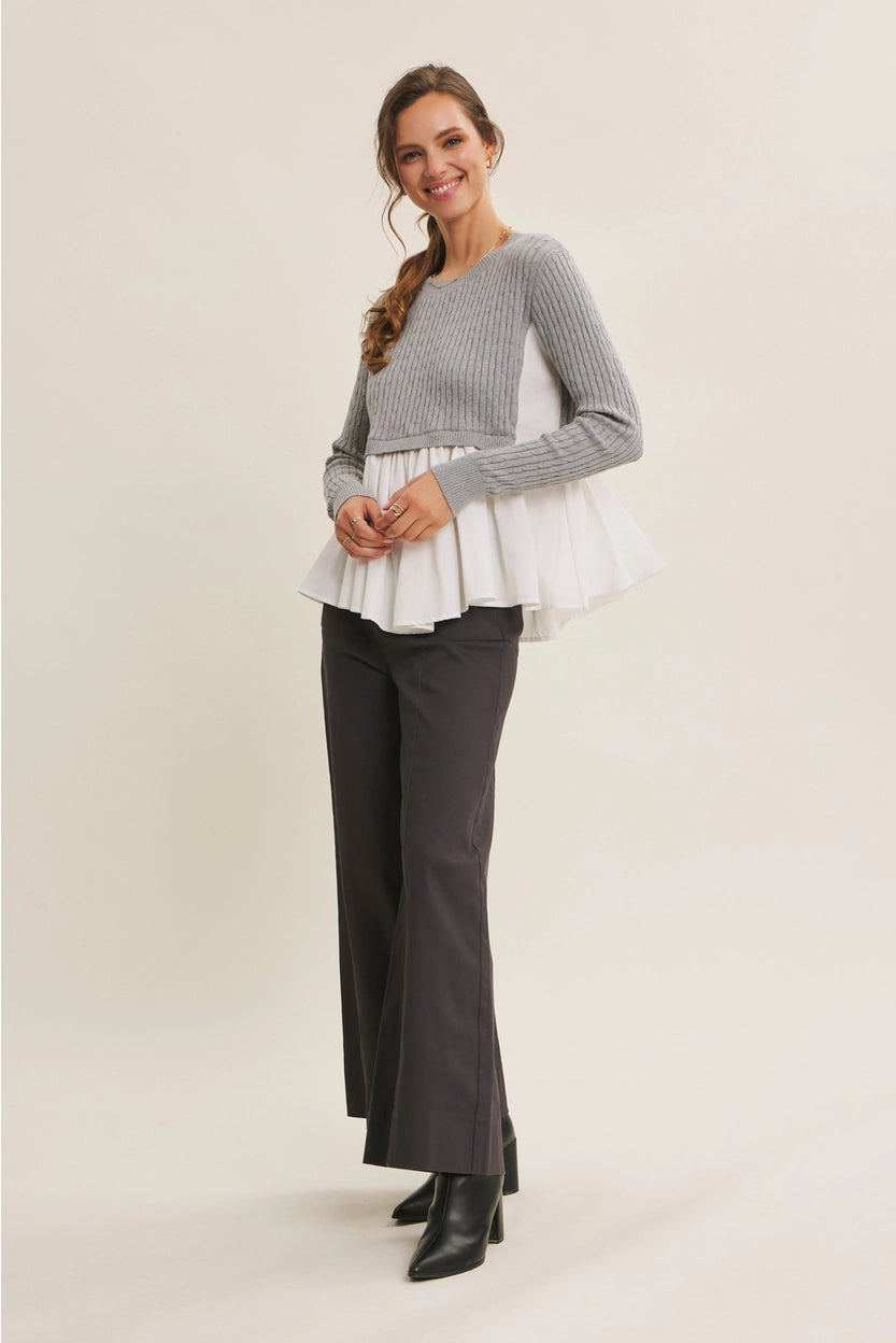 Sadie Cable Knit Peplum Top
