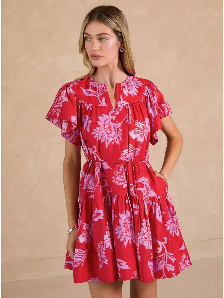 Allyson Floral Printed Flutter Sleeve Mini Dress