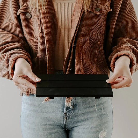 Black Rectangle Wood Tray