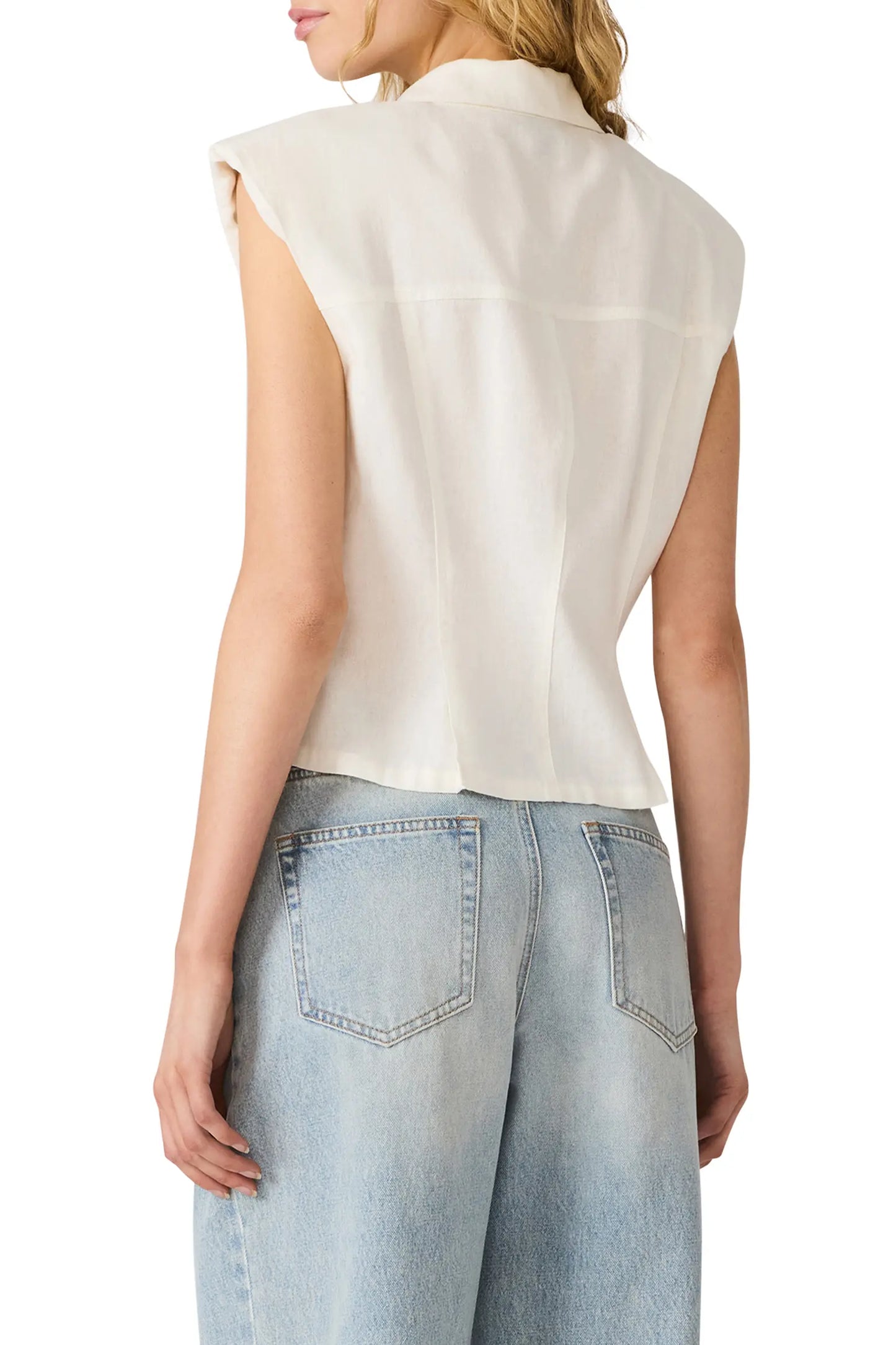 Cassady Linen Blend Button Up Top