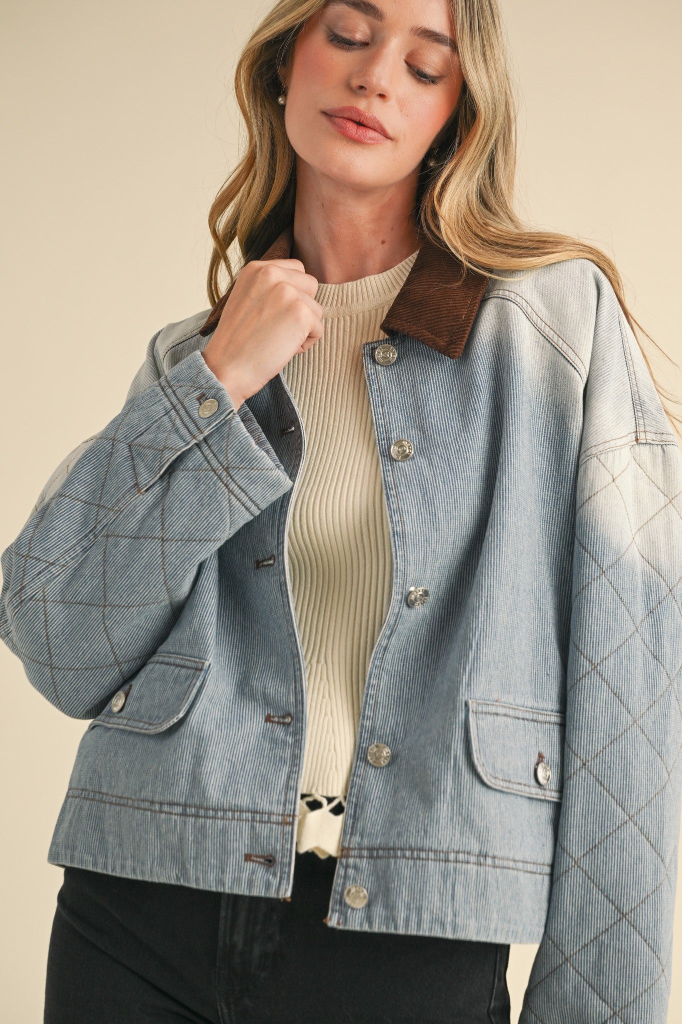 Reese Collared Washed Denim Jacket