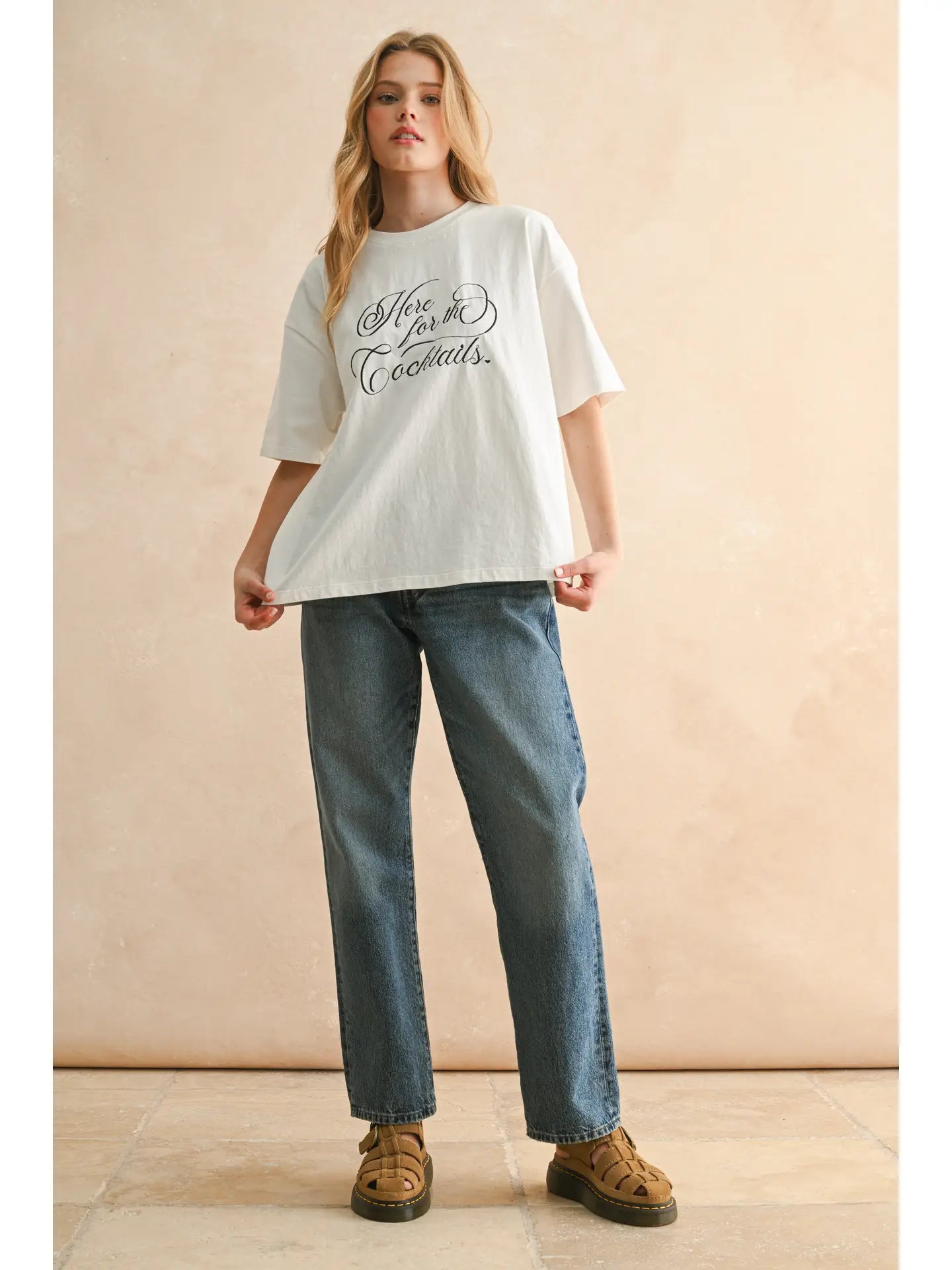Here For the Cocktails Embroidered Tee