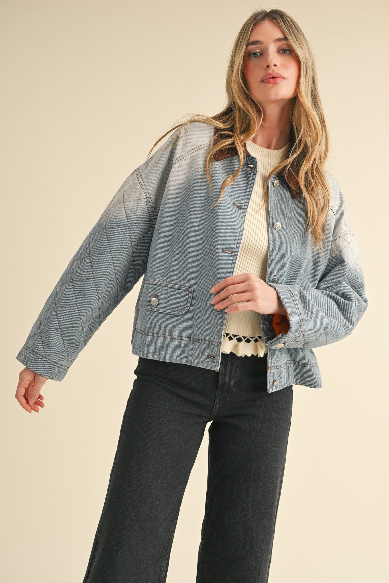 Reese Collared Washed Denim Jacket