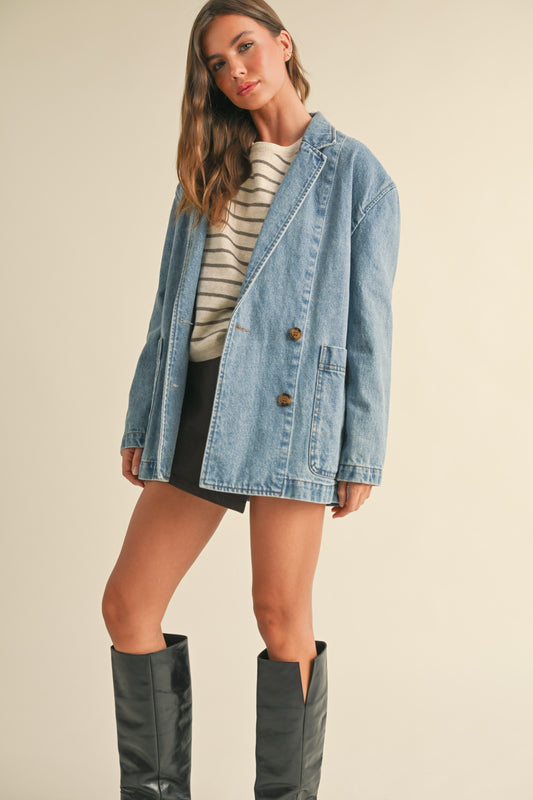 Emery Oversized Denim Blazer