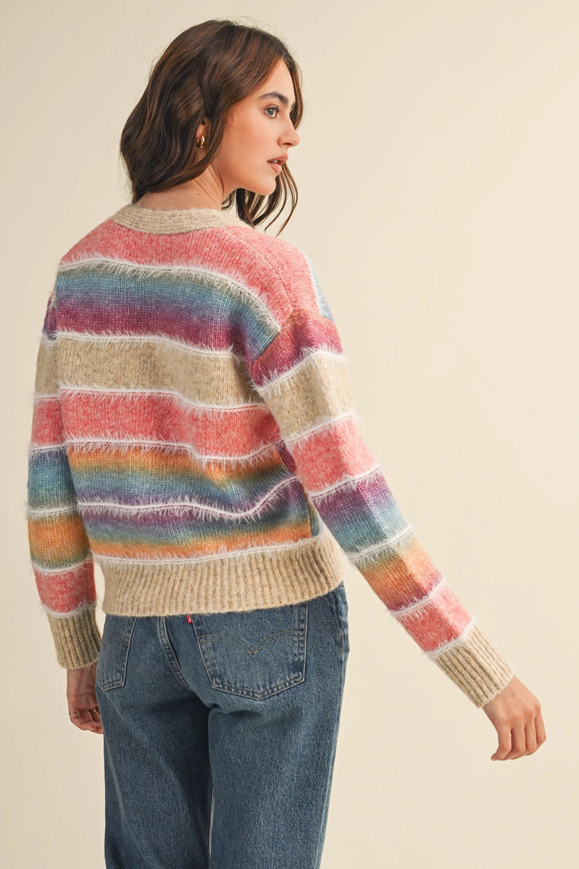 Star Ombre Striped Cardigan