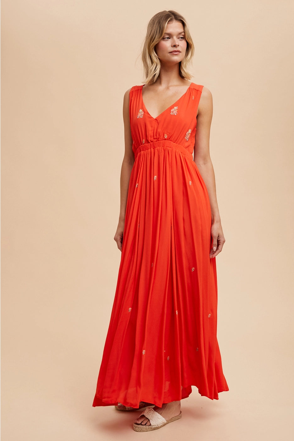 Cassie All Over Embroidered Sleeveless Maxi Dress