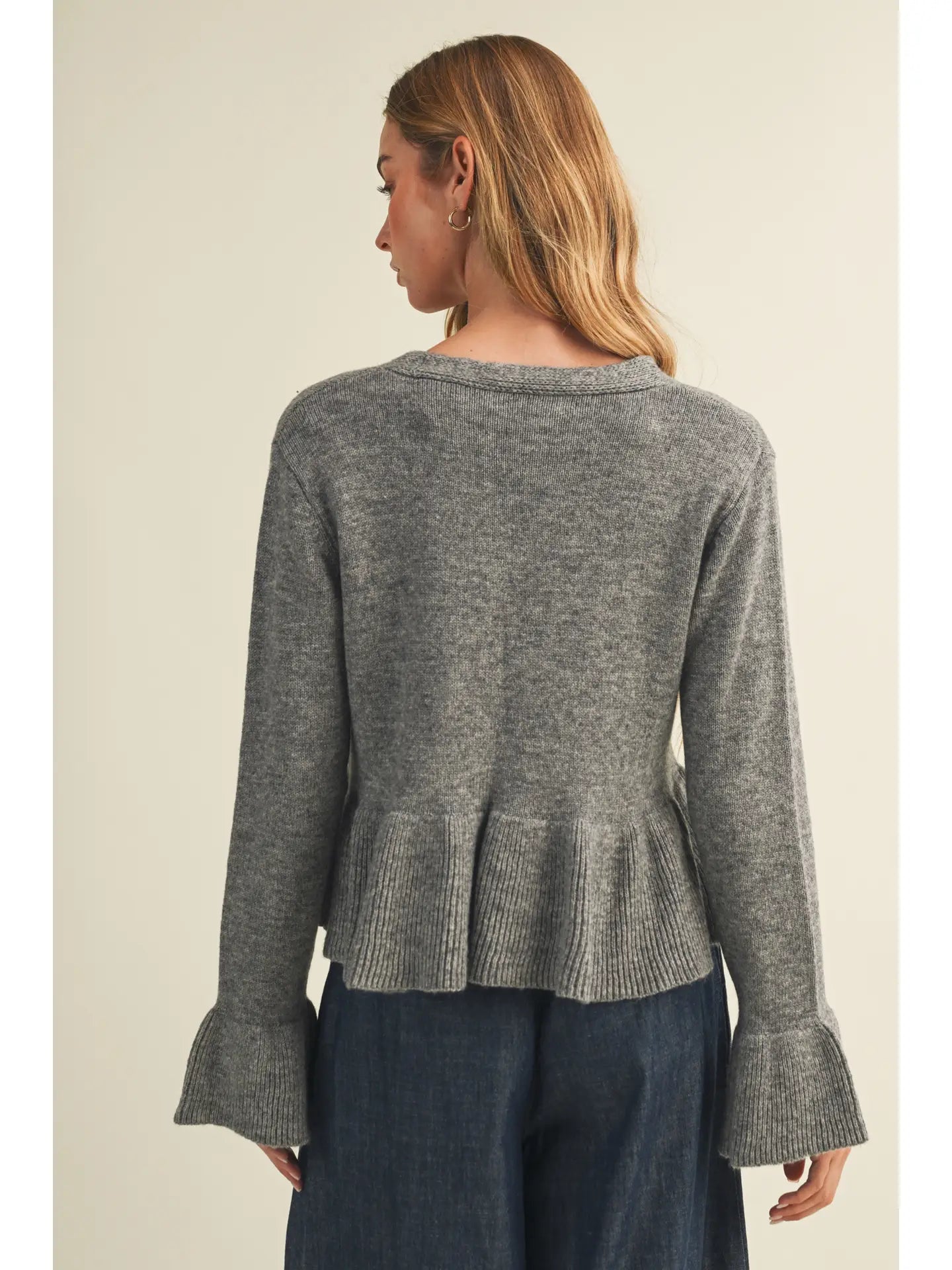 Aspen Tie-Front Peplum Bell Sleeve Top