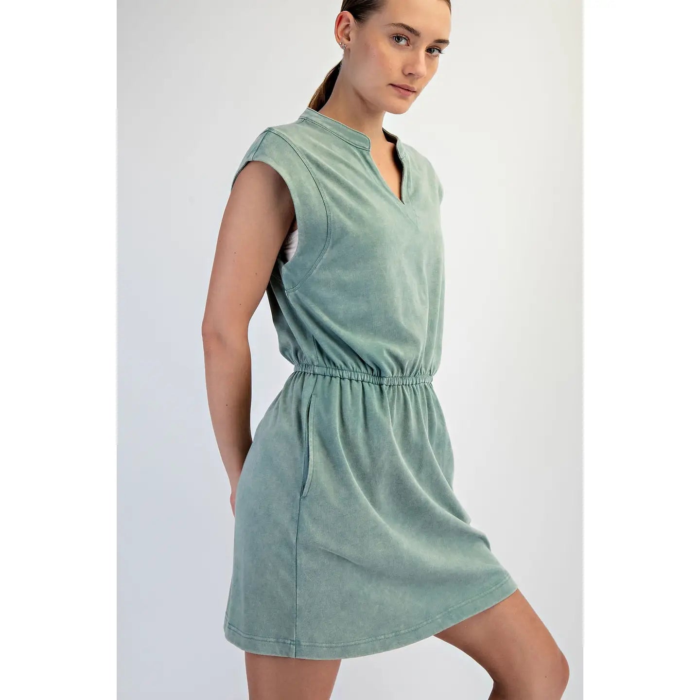 Lola Mineral Washed Cotton Sleeveless Mini Dress