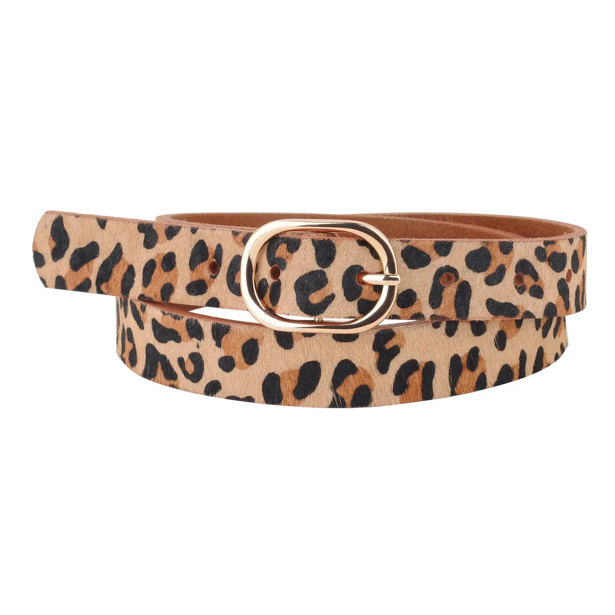 Leopard Print Calf Hair Leather Belt