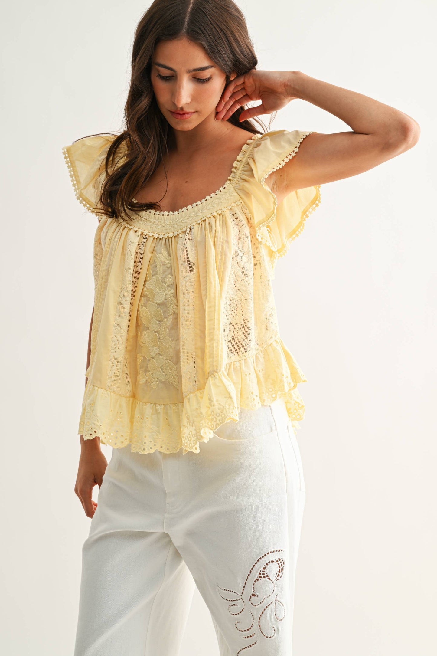 Gia Embroidered Lace Blouse